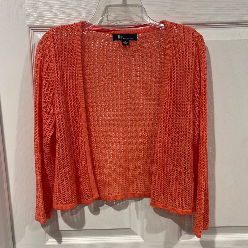Chetta B Open-Knit Coral/Orange Cardigan